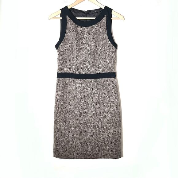 Tahari tan and black knit animal print business casual sheath dress size 6 B135 - Picture 1 of 5